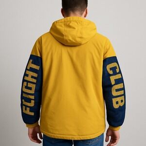 Flight Club Yellow Blue Mesh Paneled Hooded Jacket Japan Streetwear Men's Large